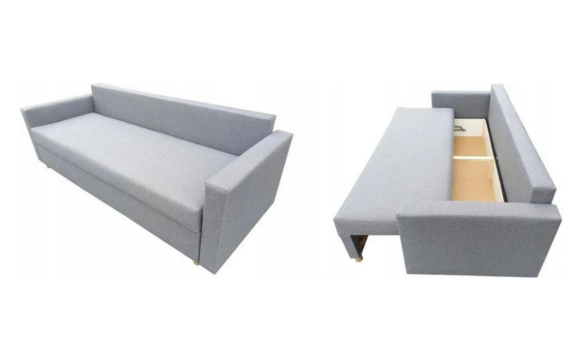 SCHLAFSOFA ARO, Sofa mit Schlaffunktion und Bettkasten, Veloursstoff, Frabe: Beige - Beige, Textil (217/100/87cm) - Sepro Meble