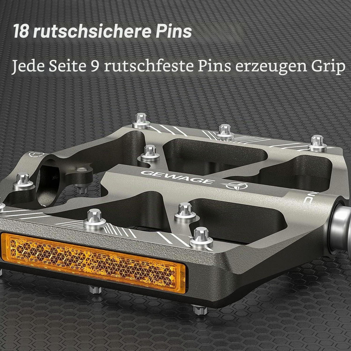 FAHRRADPEDALE Aluminium CNC mit Reflektoren Silber - Silberfarben, Metall (10.1/1.5/11.8cm)