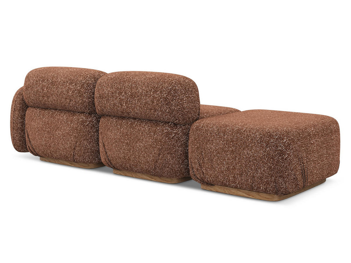 3-SITZER SOFA Links Strukturstoff Stoff Orange - Terra cotta/Orange, Holz/Textil (258/73/95cm) - Makamii