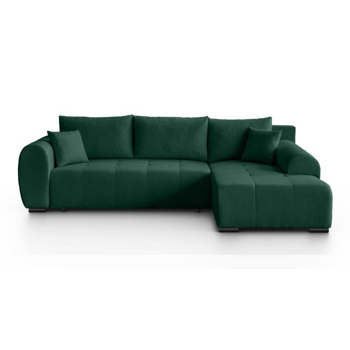 ECKSCHLAFSOFA Diana mt Bettkasten dunkelgrün rechts - Dunkelgrün/Schwarz, Textil (255/175cm) - Beautysofa