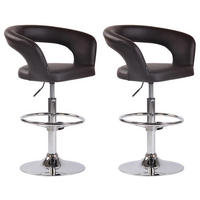 BARHOCKER 2er Set Lederlook braun - Chromfarben/Braun, Textil/Metall (58/82/47cm) - CLP