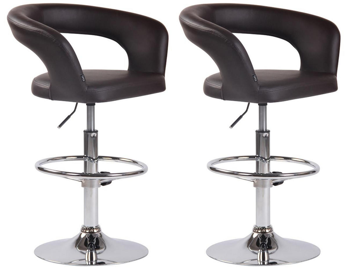 BARHOCKER 2er Set Lederlook braun - Chromfarben/Braun, Textil/Metall (58/82/47cm) - CLP