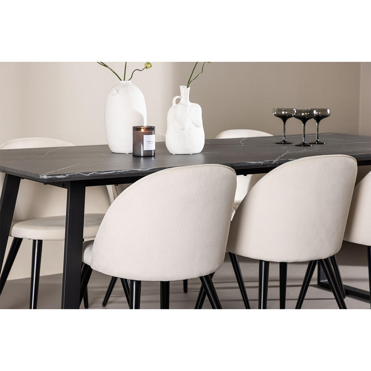 TISCHGRUPPE beige - Dunkelgrau, Holz (200/75/90cm) - ebuy24