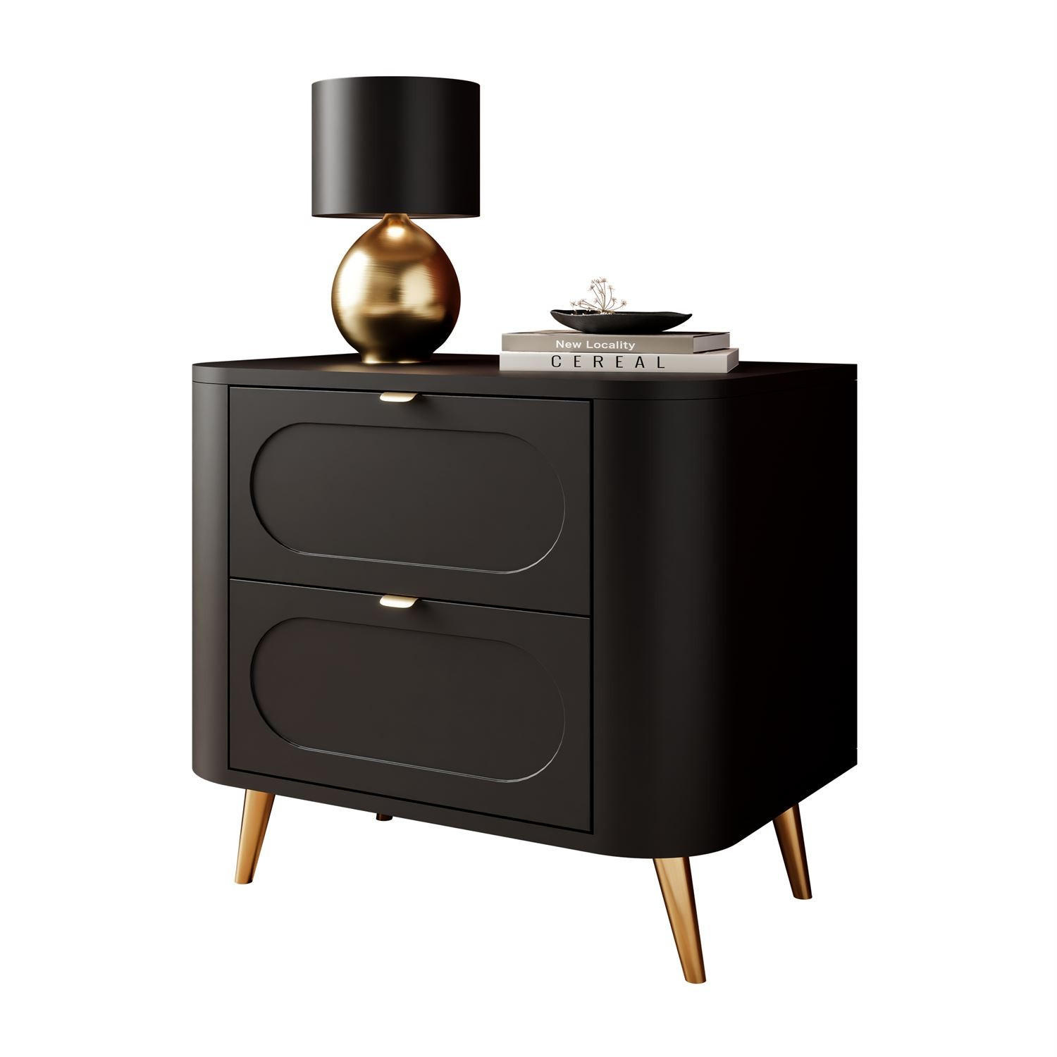 Lookway Nachttisch Schwarz, Gold 60x54x40 cm
