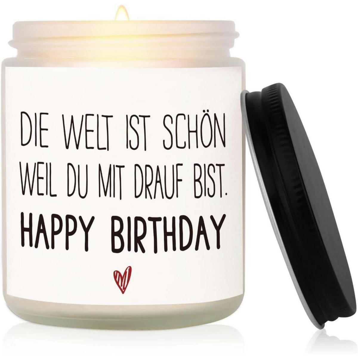 DUFTKERZE Happy Birthday Sojawachs 35 Stunden Brenndauer - Weiß, Paraffin (9cm)