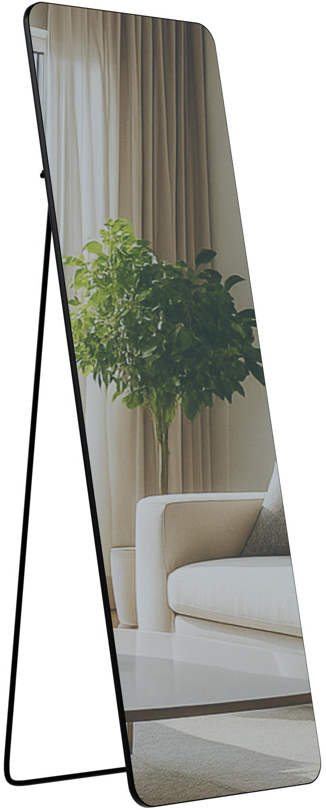 STANDSPIEGEL Murcia Glas Schwarz-matt Ganzkörperspiegel - Schwarz, Glas (50/150/3cm) - DELUKE