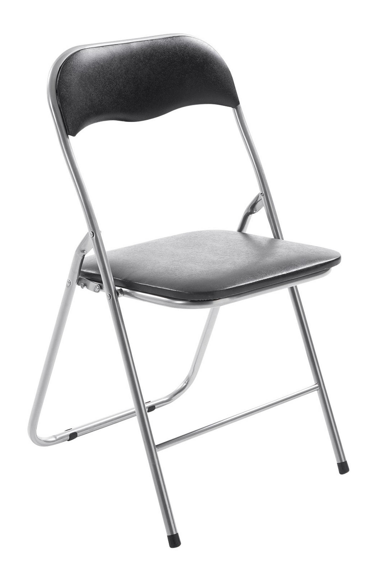 BESUCHERSTUHL Lederlook schwarz/silber - Silberfarben/Schwarz, Textil/Metall (45/78/45cm) - CLP