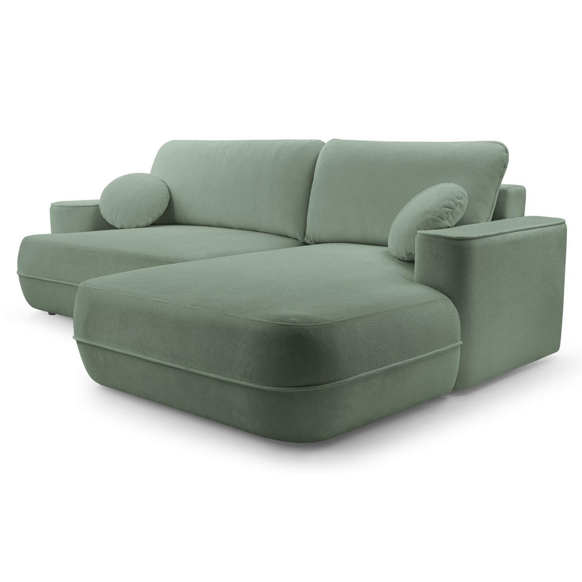 ECKSOFA Fuerro Salbeigrün Strukturstoff - Schwarz/Hellgrün, Kunststoff/Textil (168/260cm) - Selsey