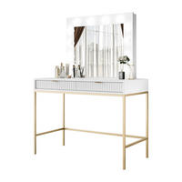 SCHMINKTISCH MIT SPIEGEL CORTADO GOLD T104 WEISS - Weiß, Holzwerkstoff (104/78/50cm) - Lookway