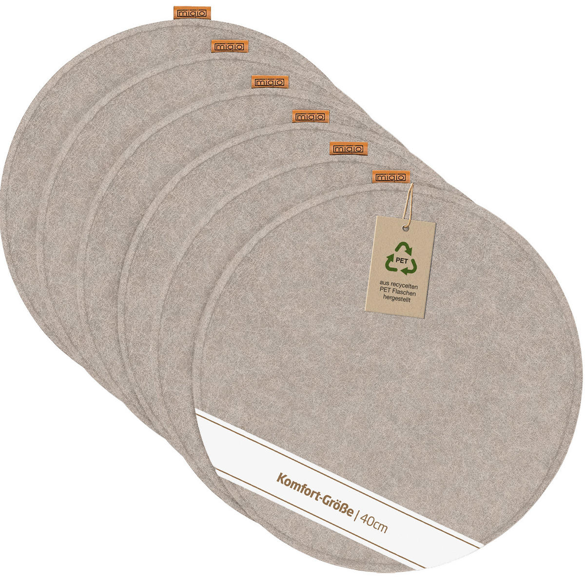 SITZKISSEN mit Antirutschnoppen 6er-Set - Beige, Textil (40/40/2cm) - Miqio Design