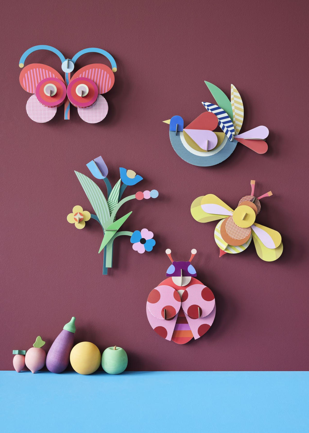 WANDSKULPTUR Bunt 6,5/24,5 cm - Multicolor, Wellpappe (6.5/24.5/18cm) - Studio Roof