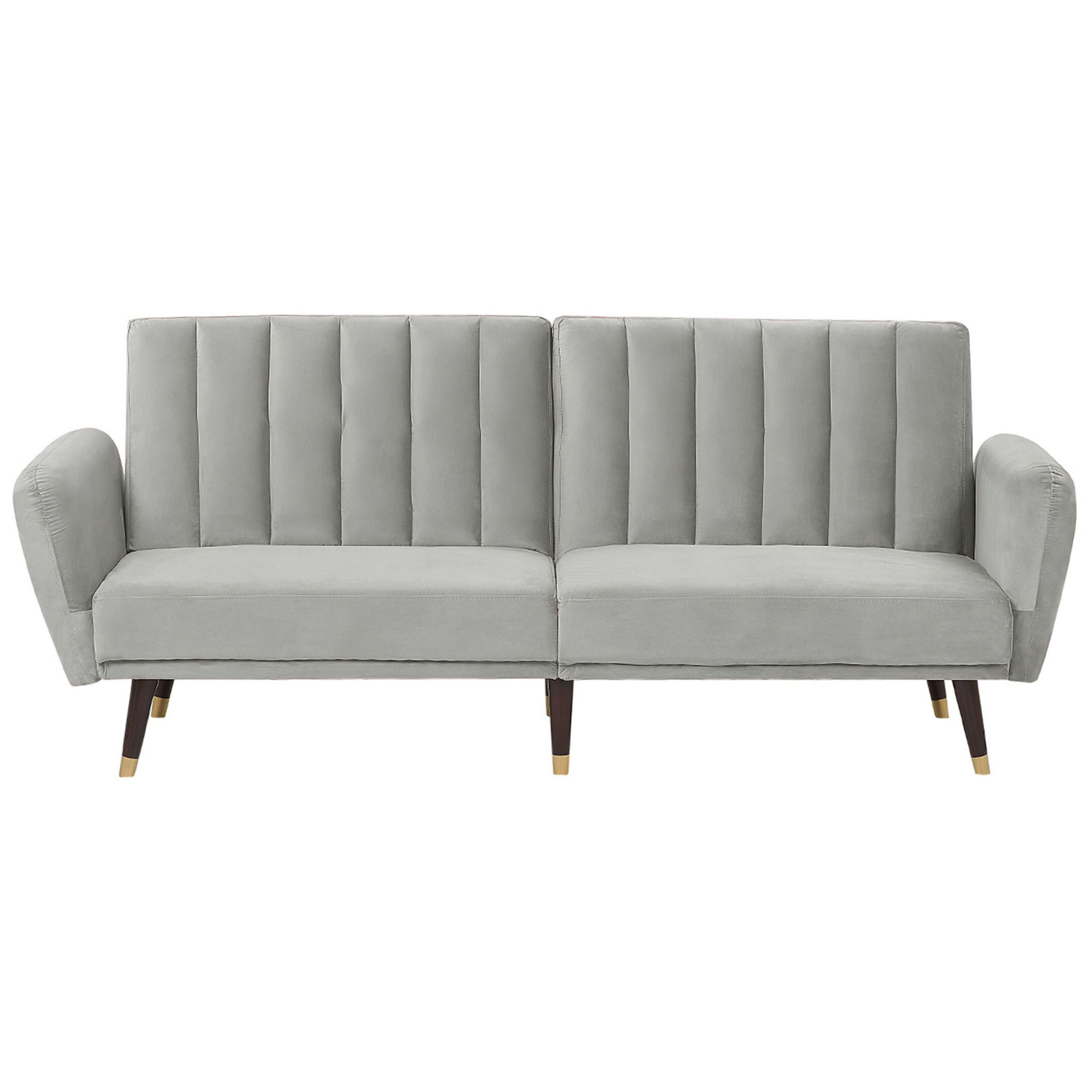 3-SITZER-SCHLAFSOFA Samtstoff Hellgrau Vimmerby - Hellgrau, Textil (212/90/80cm) - Beliani