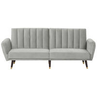 3-SITZER-SCHLAFSOFA Samtstoff Hellgrau Vimmerby - Hellgrau, Textil (212/90/80cm) - Beliani