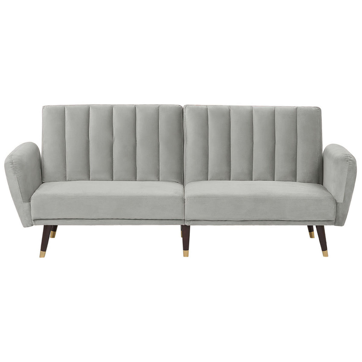 3-SITZER-SCHLAFSOFA Samtstoff Hellgrau Vimmerby - Hellgrau, Textil (212/90/80cm) - Beliani