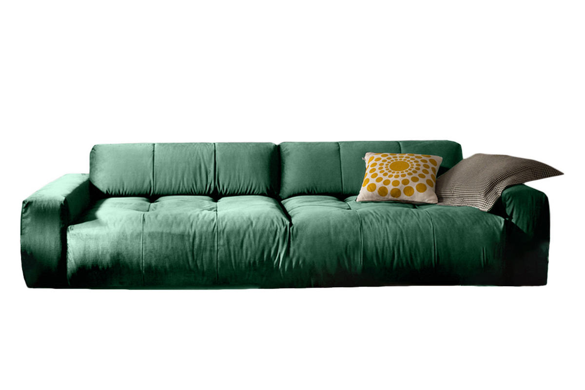 SOFA MIT SITZTIEFENVER. PALACE Smaragdgrün Webstoff - Smaragdgrün, Textil (298/74/120cm) - KAWOLA
