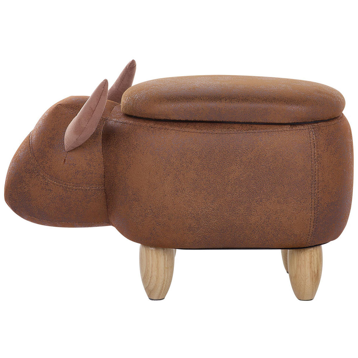 TIERHOCKER Cow 32/60/35 cm - Braun, Kunststoff/Textil (60/35/32cm) - Beliani