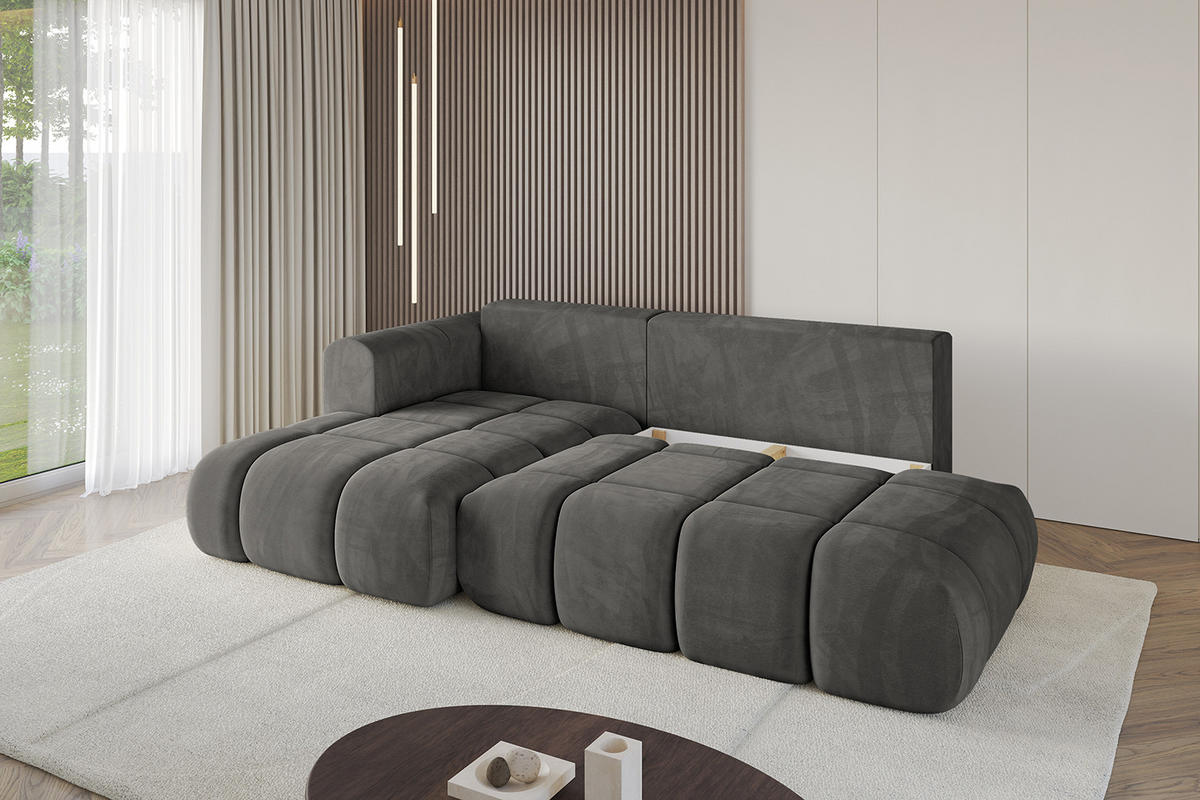 ECKSOFA Ottomane Links CLOUD-L 289x180x40 Dunkelgrau Velours - Dunkelgrau, Holzwerkstoff/Kunststoff (180/289cm) - ALTDECOR