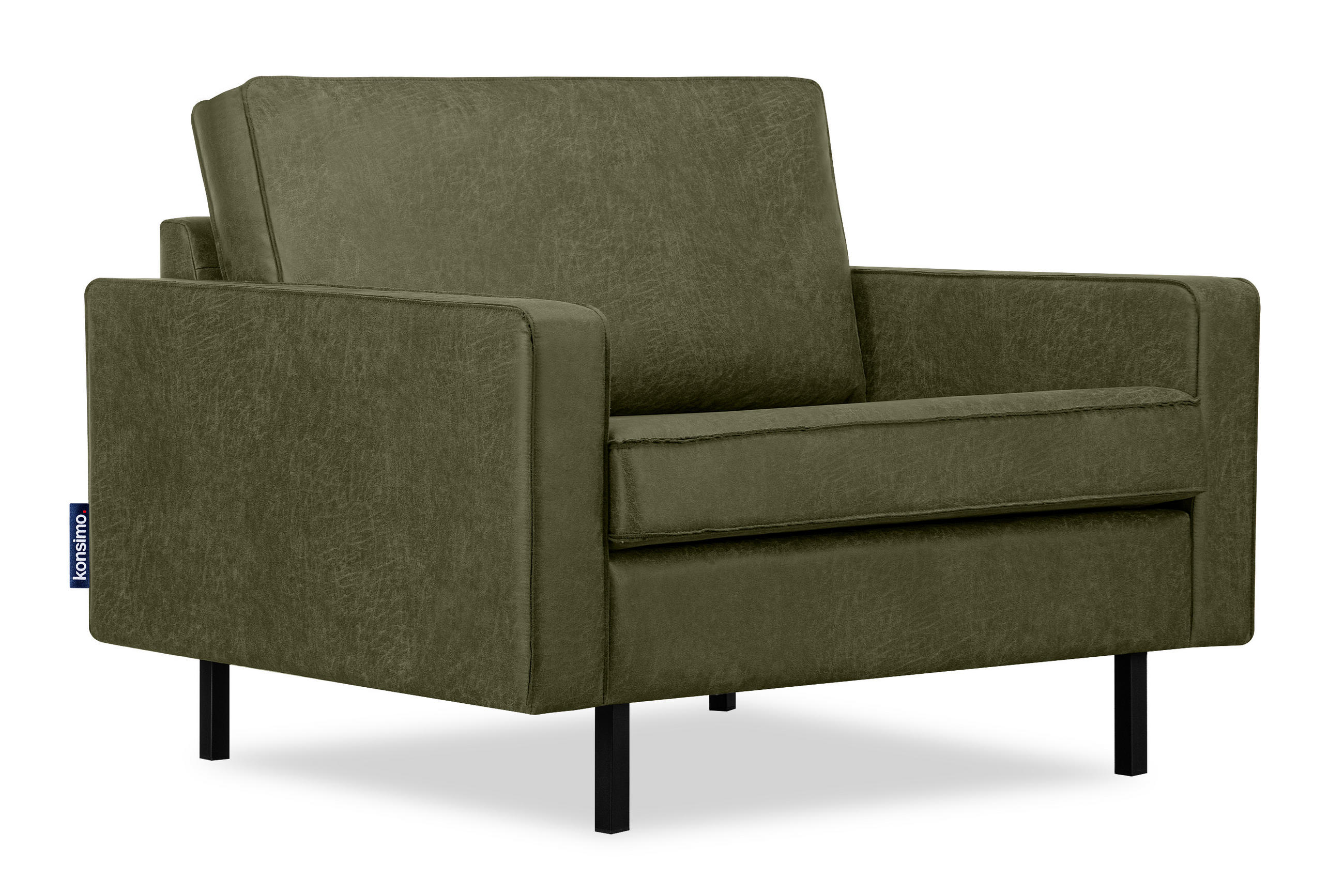 1,5-SITZER-SESSEL INVIA mit Armlehnen vintage, Lederoptik-Stoff, Grün - Schwarz/Grün, Textil (116/87/98cm) - KONSIMO®