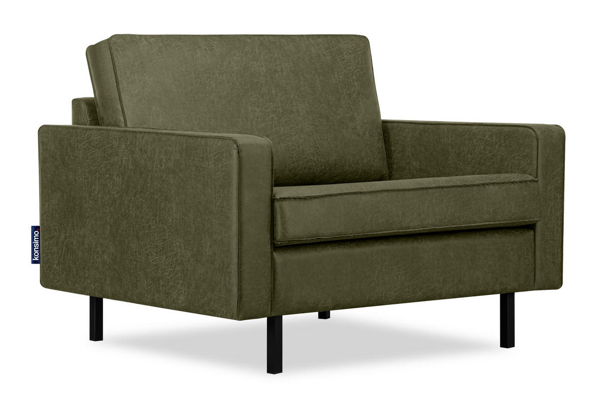 1,5-SITZER-SESSEL INVIA mit Armlehnen vintage, Lederoptik-Stoff, Grün - Schwarz/Grün, Textil (116/87/98cm) - KONSIMO®