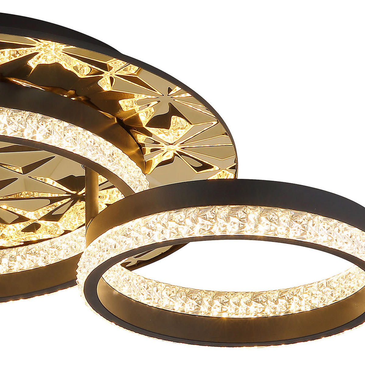 LED DECKENLEUCHTE Aluminium Gold Kristalloptik - Goldfarben, Metall (50.5/40/14cm) - Globo Lighting