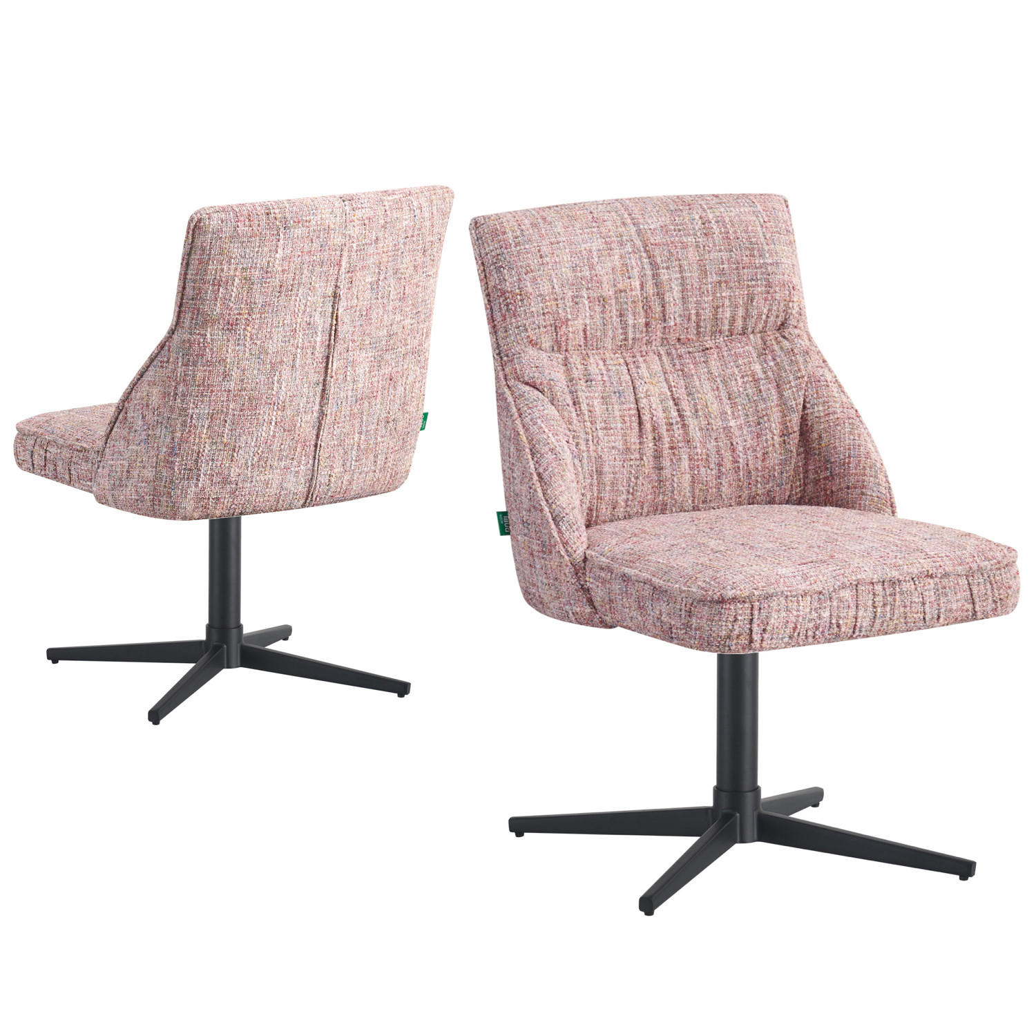 ESSZIMMERSTUHL LORENA 2er-Set - Hellrosa/Schwarz, Textil/Metall (49/83/62cm) - DUBI Möbel