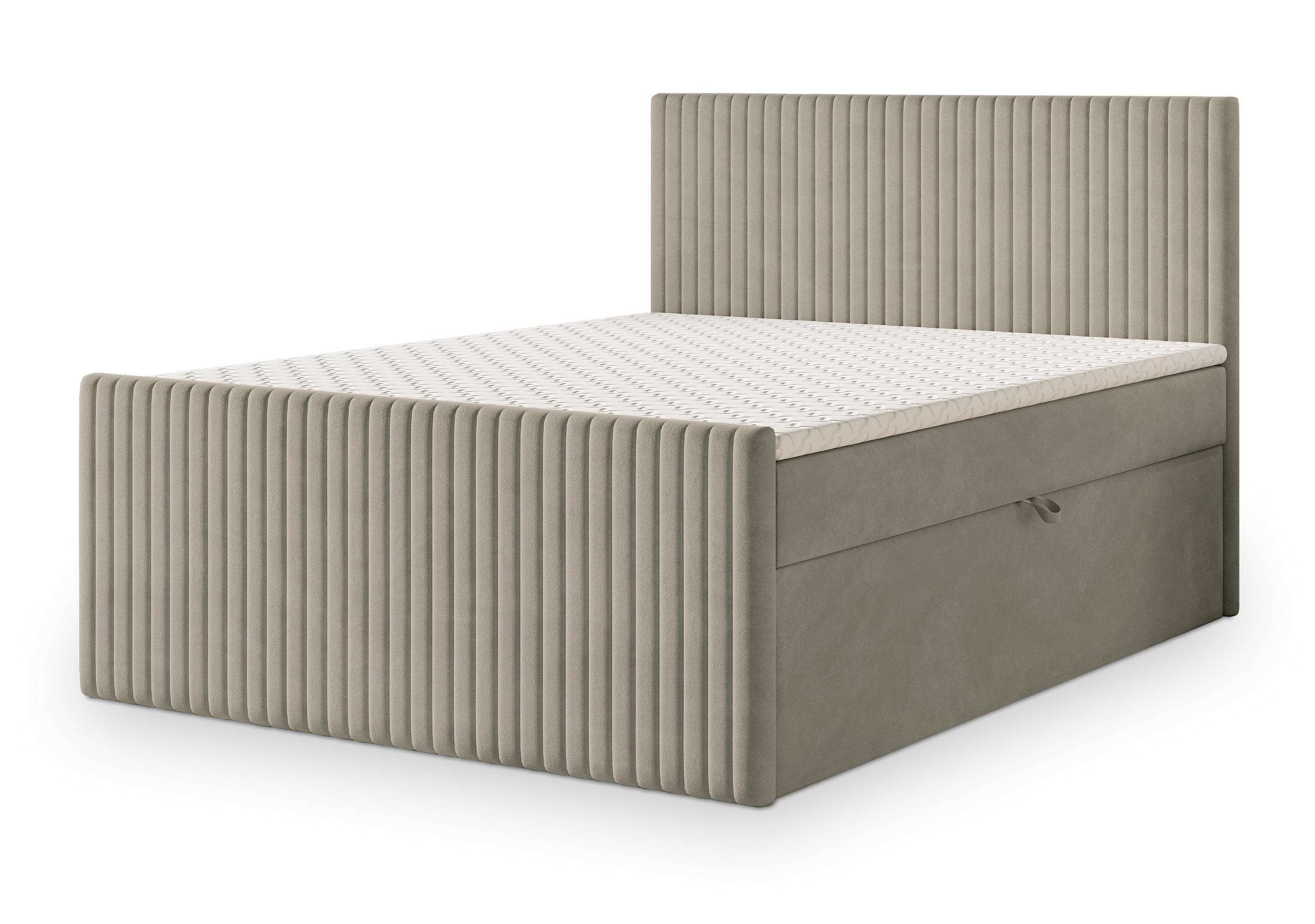 BOXBETT TERVAN 160x200 cm mit Matratze und Topper - Beige - Beige, Holz (160/200cm) - MASSENO