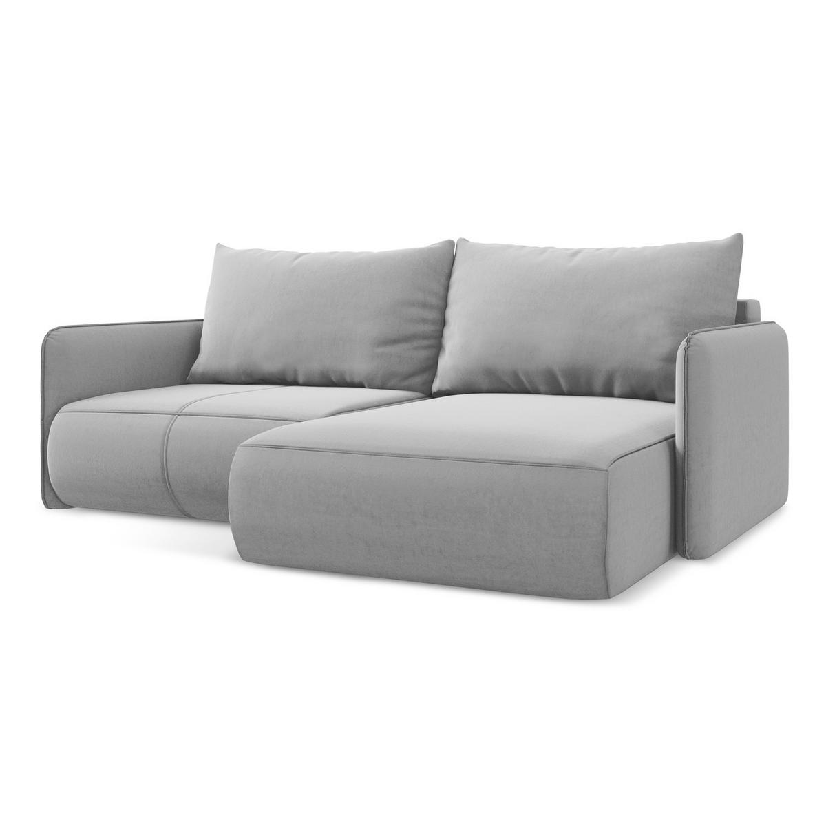 ECKSOFA mit Schlaffunktion Samt Stoff Grau - Schwarz/Grau, Kunststoff/Textil (207/148cm) - LaMiaSofa