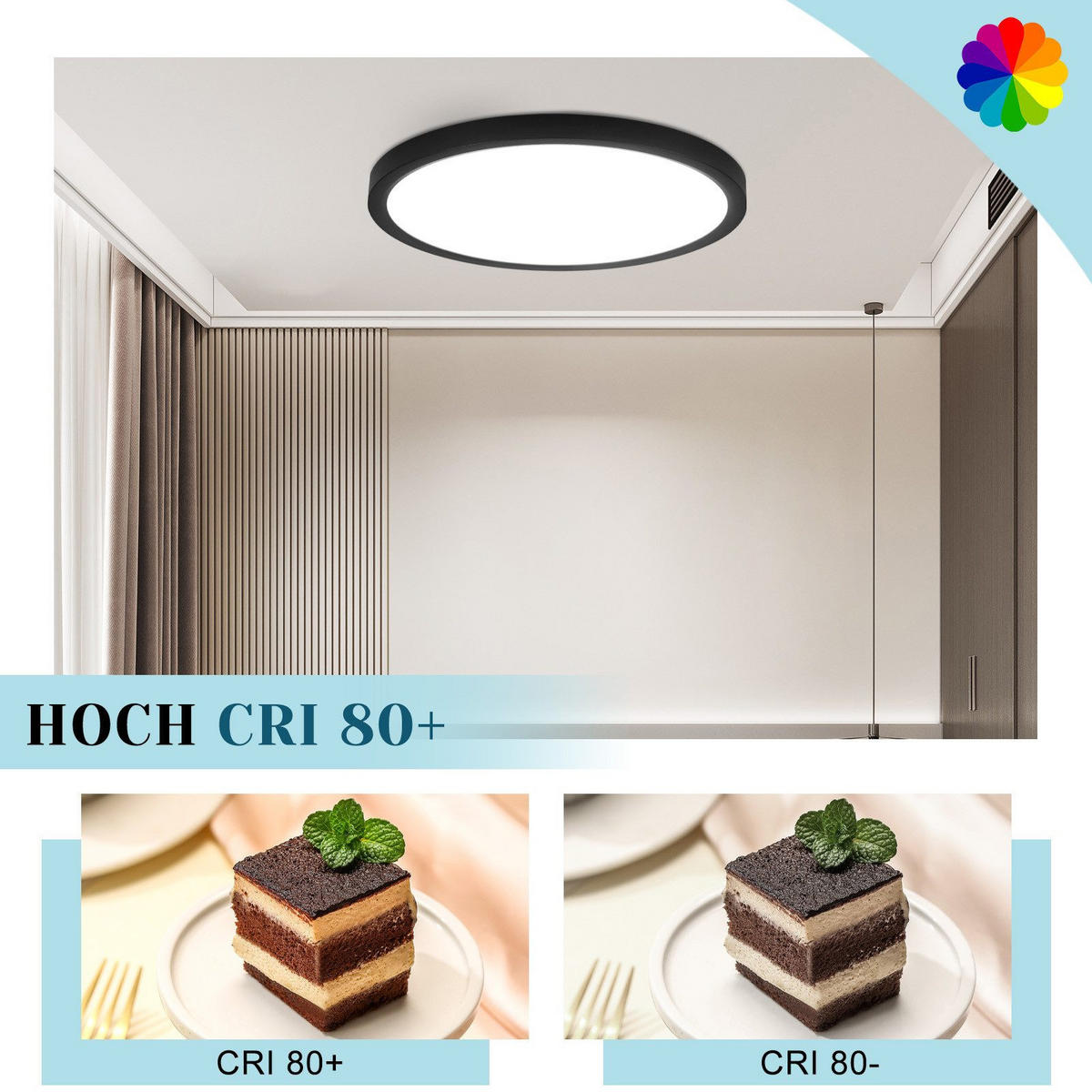 LED-DECKENLEUCHTE Emerson 30/30/3 cm - Schwarz, Kunststoff (30/30/3cm) - Nettlife