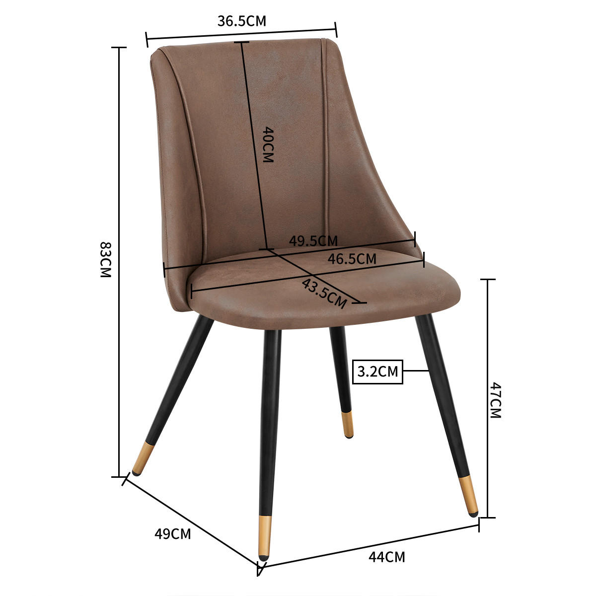 STUHL-SET 2 Stück in Kunstleder - Schwarz/Braun, Holzwerkstoff/Textil (56/83/55cm) - Urban Meuble