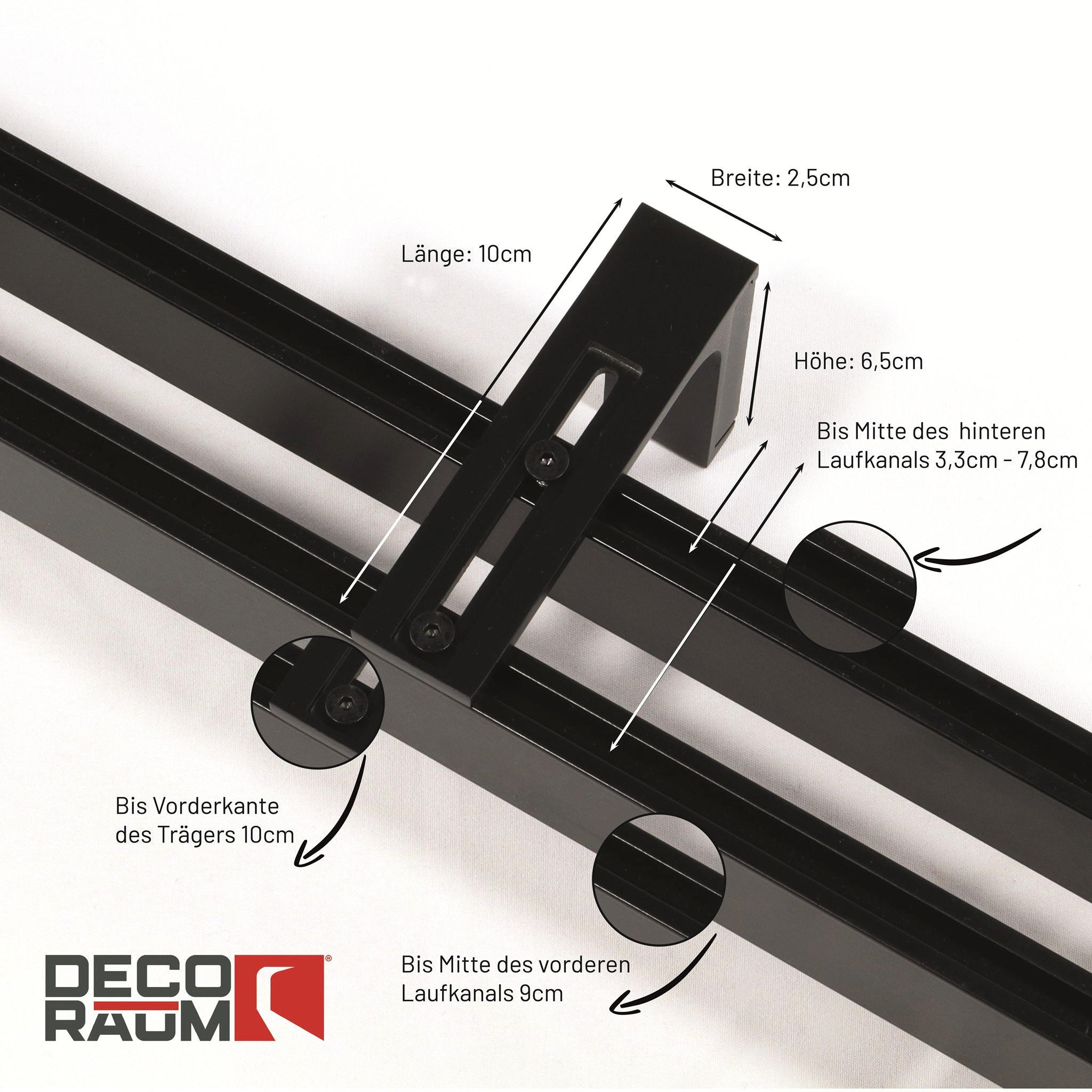 GARDINENSCHIENE 2-lauf Loft - Schwarz, Metall (270cm) - Deco-Raum