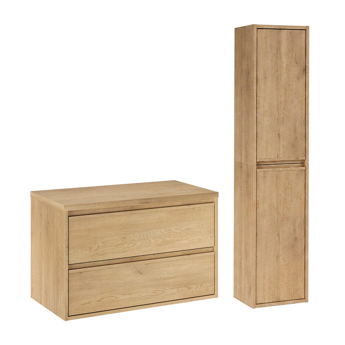 WASCHTISCHUNTERSCHRANK 80cm Edmé 2er-Set Holz - Braun, Holzwerkstoff (80/52.2/46cm) - Petits-meubles