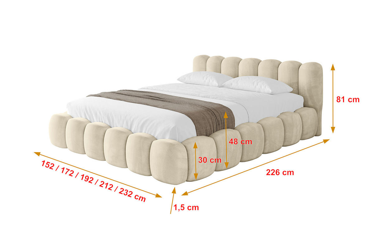 POLSTERBETT mit Bettkasten und Lattenrost, Boxbett ohne Matratze - SENA-v1 120x200 Beige - Beige, Holzwerkstoff/Textil (120/200cm) - ALTDECOR