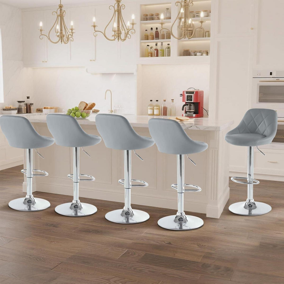 BARHOCKER 2er Set höhenverstellbar Grau - Grau, Kunststoff (40/83/40cm)