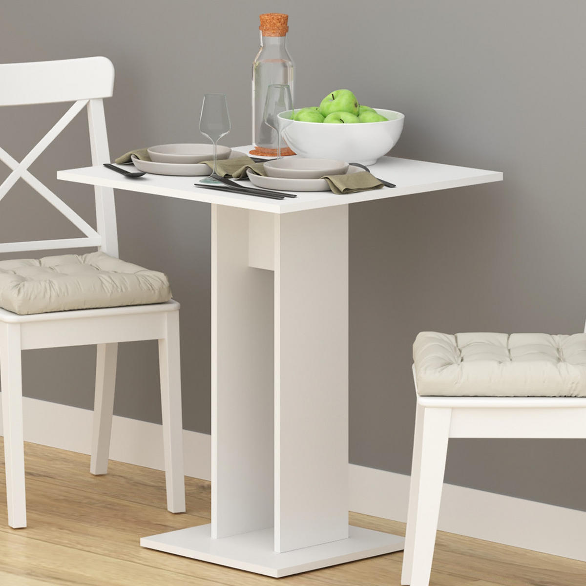 ESSTISCH Repose Weiß 65 x 65 cm - Weiß, Holzwerkstoff (65/65/78cm) - Vicco