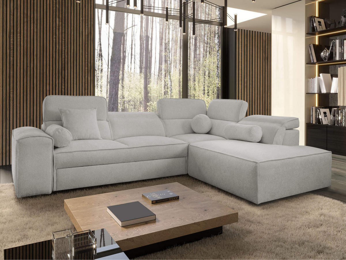 ECKSCHLAFSOFA Vito VII, Seite: Rechts - Hellgrau, Holz/Textil (276/214cm) - MIRJAN24