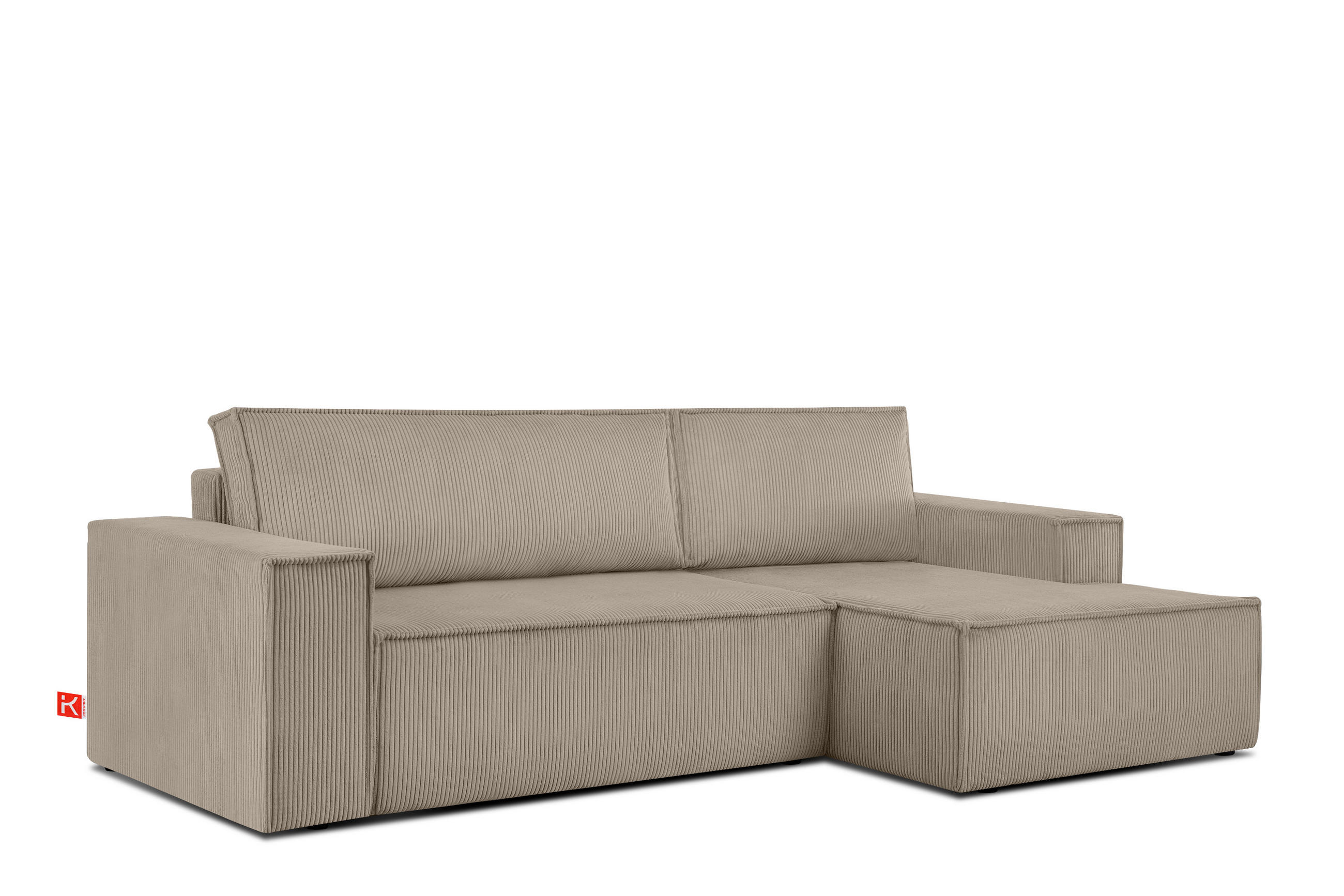 ECKSCHLAFSOFA-RECHTS NAPI in Pet Friendly Cord-Stoff, beige - Beige/Schwarz, Textil (262/148cm) - KONSIMO®