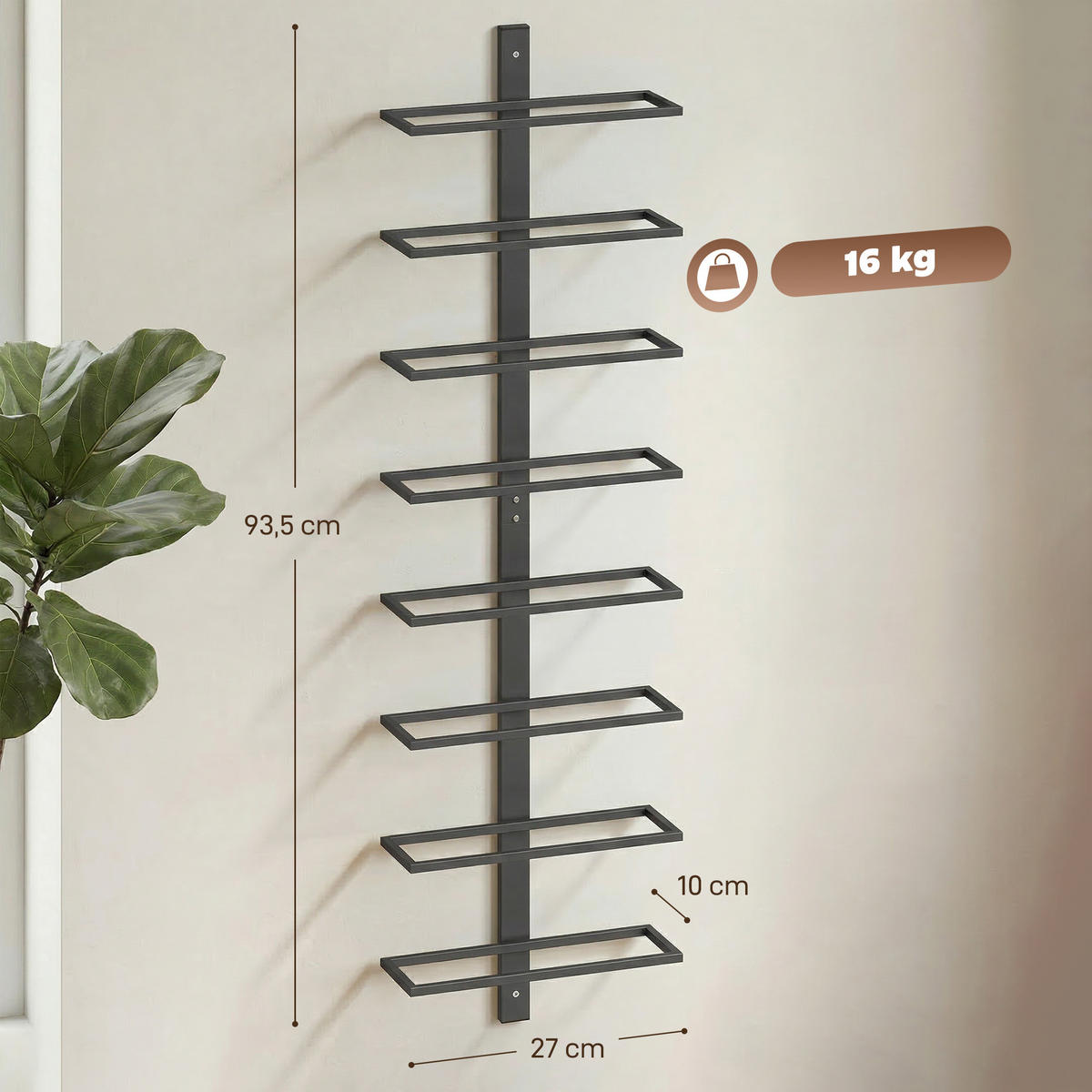 WEINREGAL Stahl Schwarz - Schwarz, Metall (10/93.5/27cm) - HOMCOM