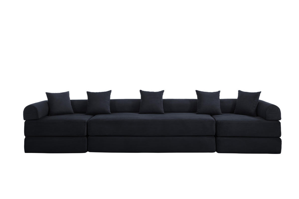 ECKSOFA DE-33695 mit Vakuumverpackung Schwarz - Schwarz, Textil (270/180cm) - ComfortXL