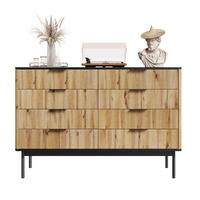 KOMODA 120/39,5/80 cm černá a přírodní z MDF s více zásuvkami - černá, kompozitní dřevo (120/80/39.5cm) - OKWISH