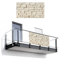 BALKON-SICHTSCHUTZ Ziegel - Wand - Licht - Weiß - Creme, Kunststoff (200/110cm) - MuchoWow