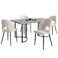 ESSGRUPPE Esstisch 4 Stühle MDF Grau Beige 140x80cm - Beige, Textil (140/75/80cm) - FLIEKS