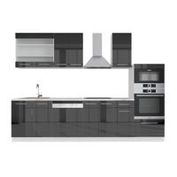 KÜCHENZEILE Fame-Line Anthrazit 300 cm mit Hochschrank, ohne AP - Anthrazit/Weiß, Holzwerkstoff (300/81.6/46cm) - Vicco