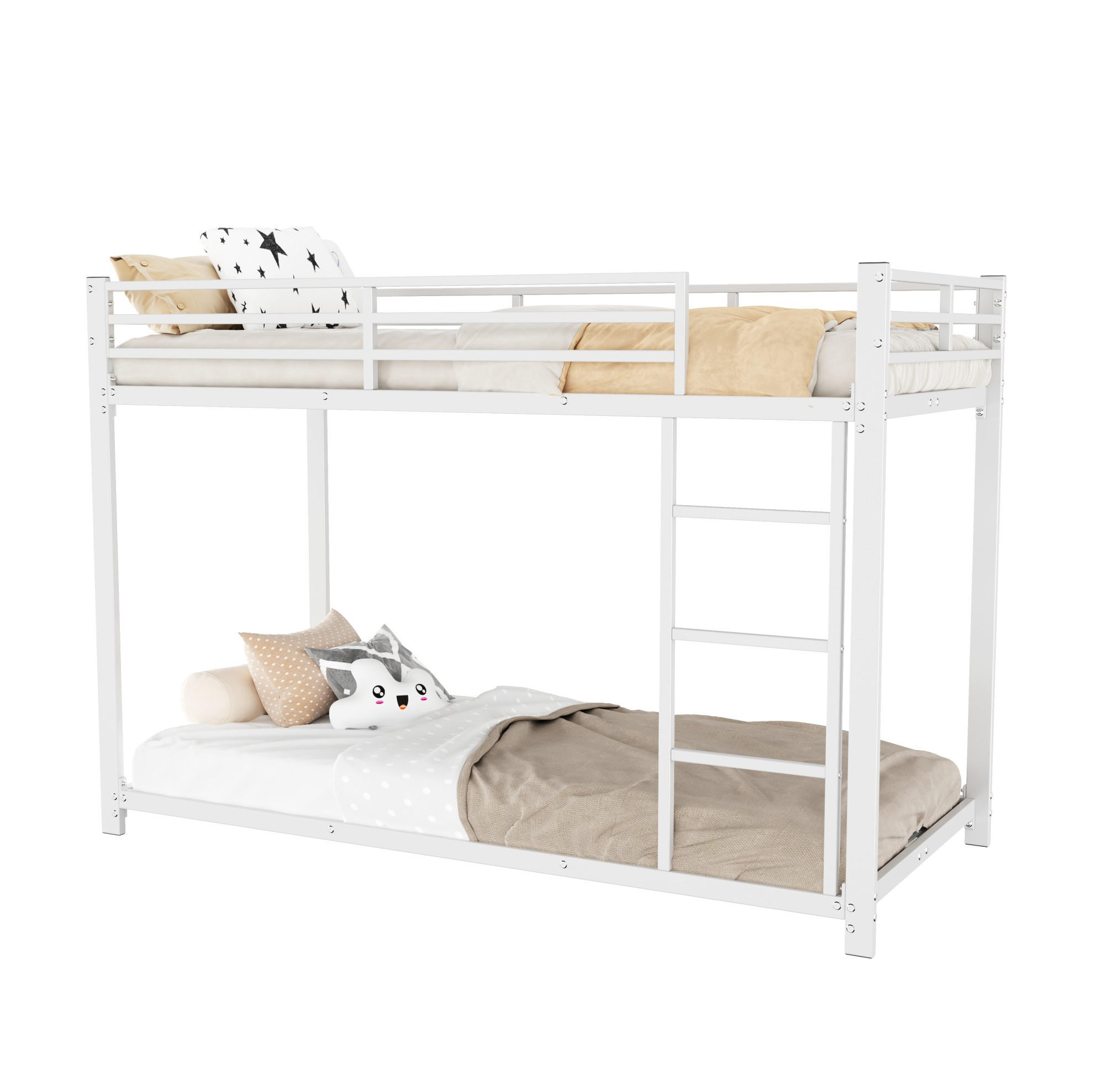 ETAGENBETT 90/200 cm aus Metall in Weiß – platzsparend und stabil - Weiß, Metall (90/200cm) - BEAOK