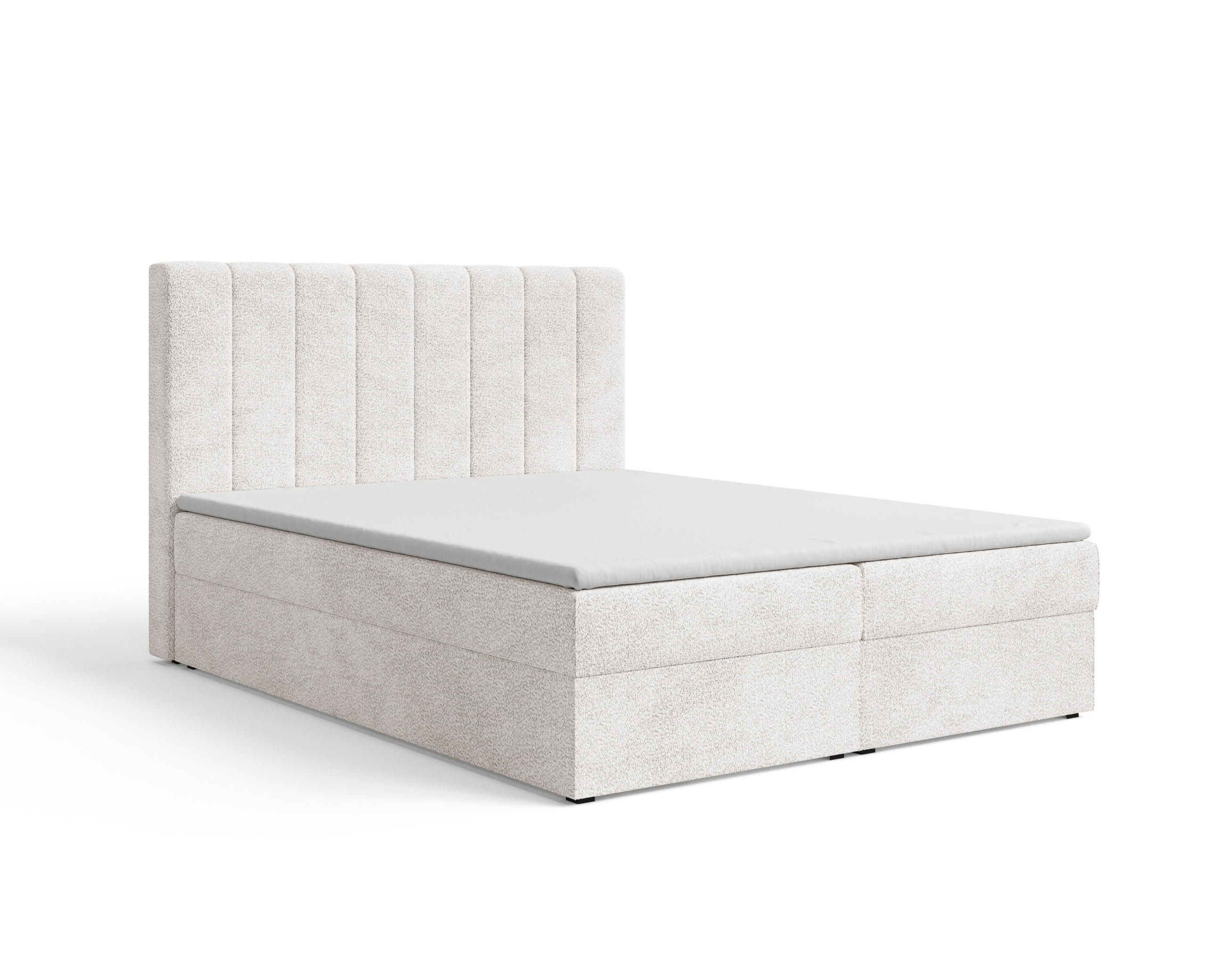 BOXBETT 01 140 x 200 cm - Arena – Stilvoll und bequem Mit Bettkasten, PU-Topper, Federmechanismus, waschbarer Bezug - Weiß, Holz (140/200cm) - ROYAL24_MARKT