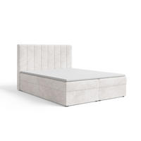 BOXBETT 01 140 x 200 cm - Arena – Stilvoll und bequem Mit Bettkasten, PU-Topper, Federmechanismus, waschbarer Bezug - Weiß, Holz (140/200cm) - ROYAL24_MARKT