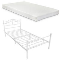 KOVOVÁ POSTEL Florenz s matrací - bílá, kov/textil (120/200cm) - [en.casa]