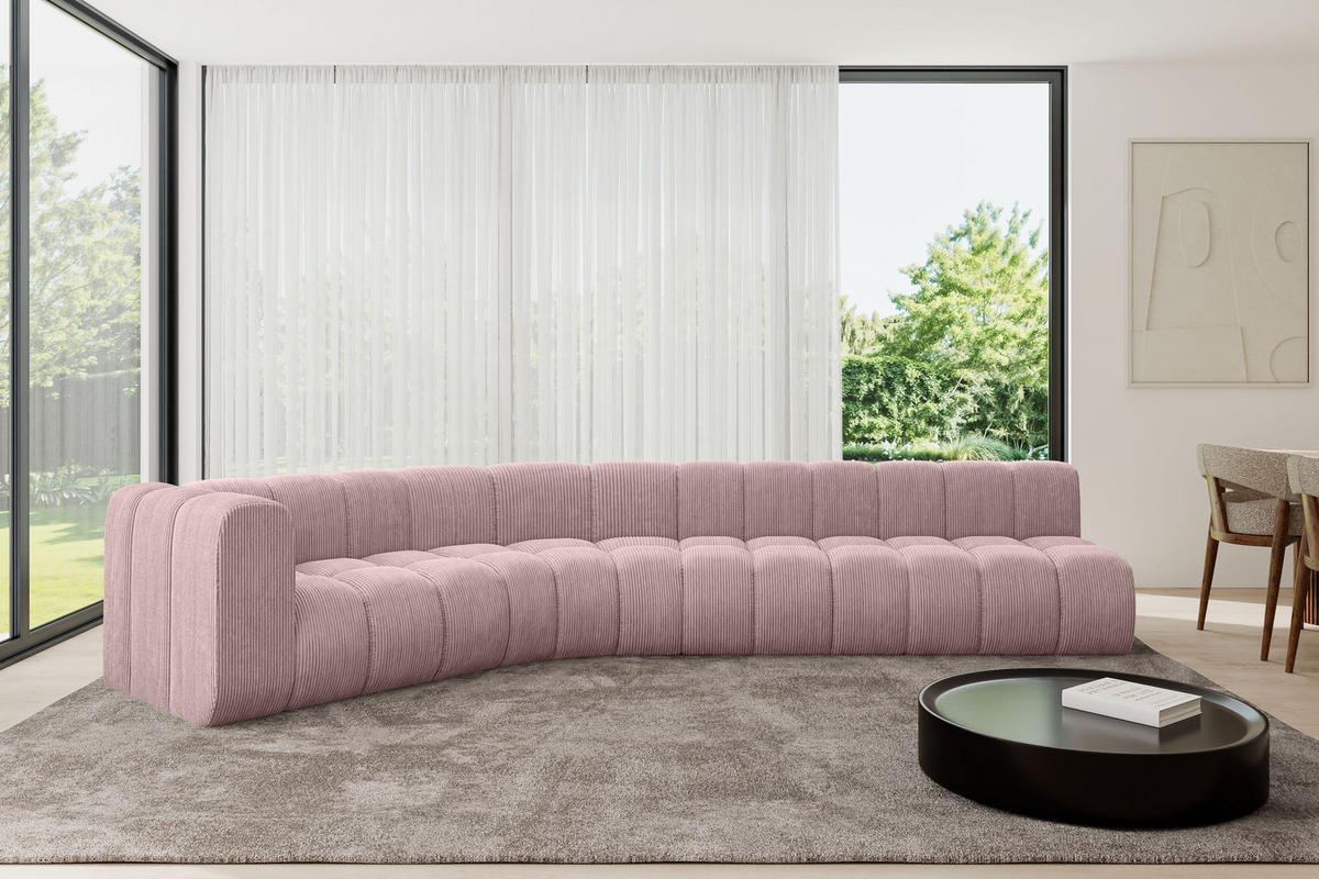 ECKSOFA modulares Sofa Karex-L2 - 399x194x70 cm Rosa - Rosa, Holzwerkstoff/Textil (399/194cm) - ALTDECOR