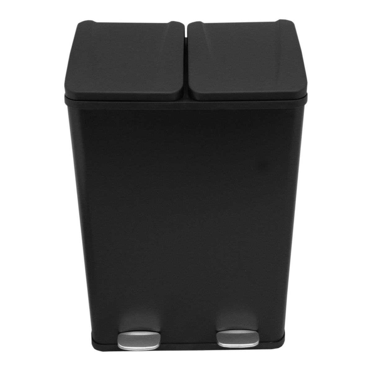 TRETMÜLLEIMER 60l Doppel Abfalleimer - Schwarz - Schwarz, Metall (47/1/36cm) - Monstershop