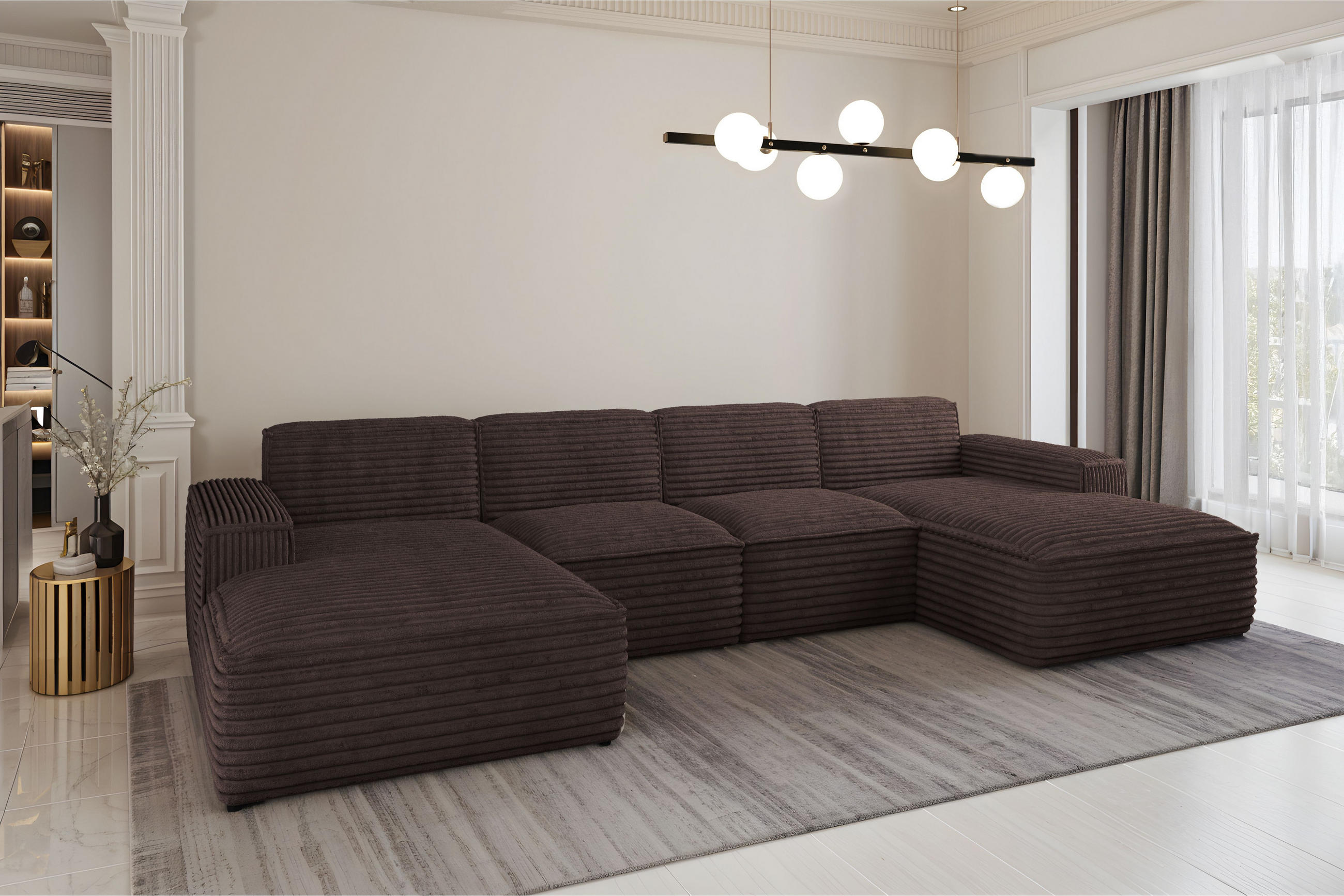 ECKSOFA Siena U ein Stil, der zum Entspannen einlädt, Stoff Velo Braun - Braun, Holz/Textil (344/73cm) - Kaiser Möbel