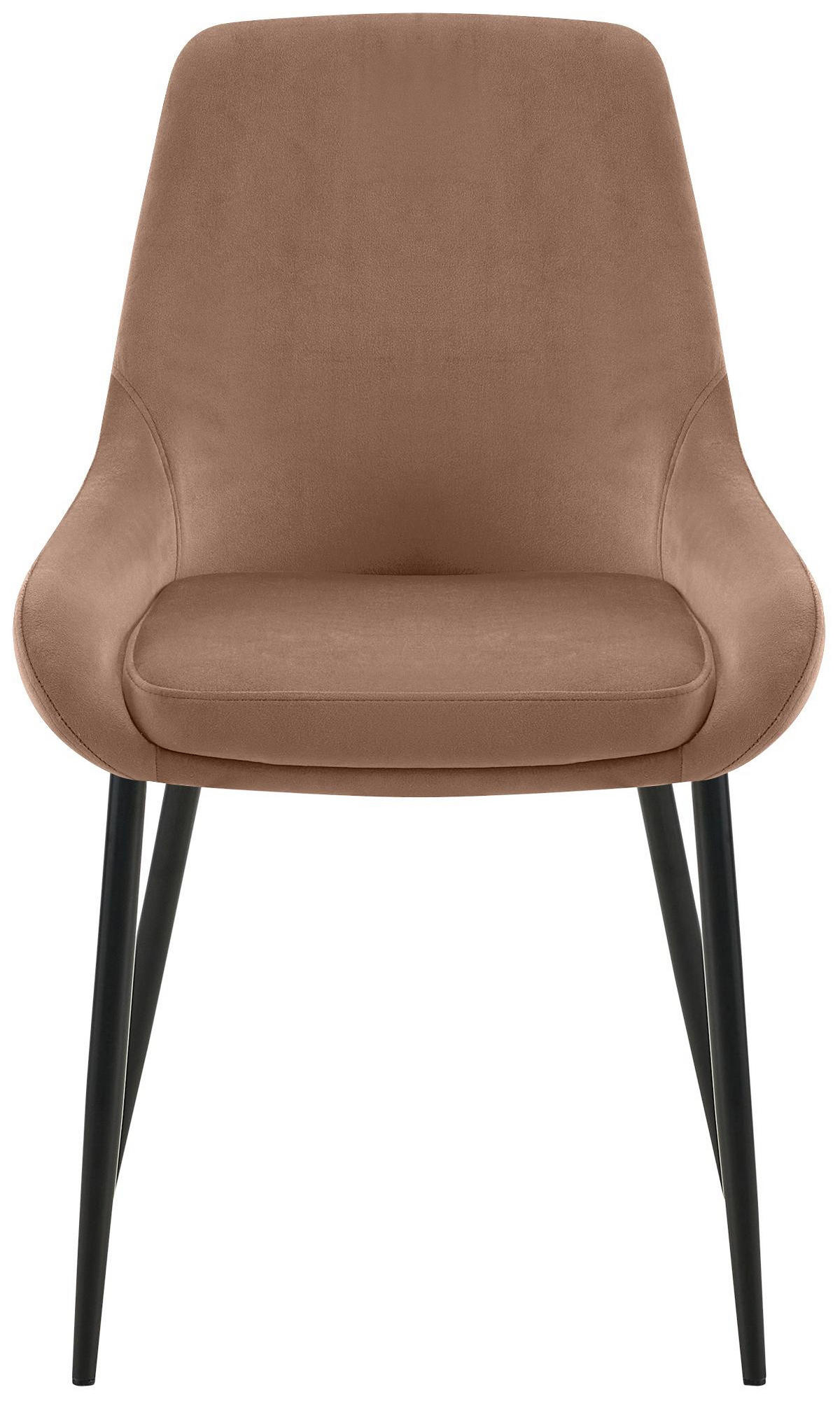 ESSZIMMERSTUHL 2er Set Samt Braun - Schwarz/Braun, Textil (50/86/53cm) - CLP